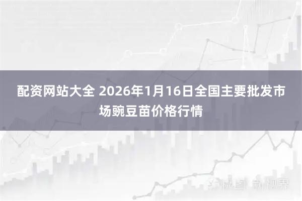 配资网站大全 2026年1月16日全国主要批发市场豌豆苗价格行情